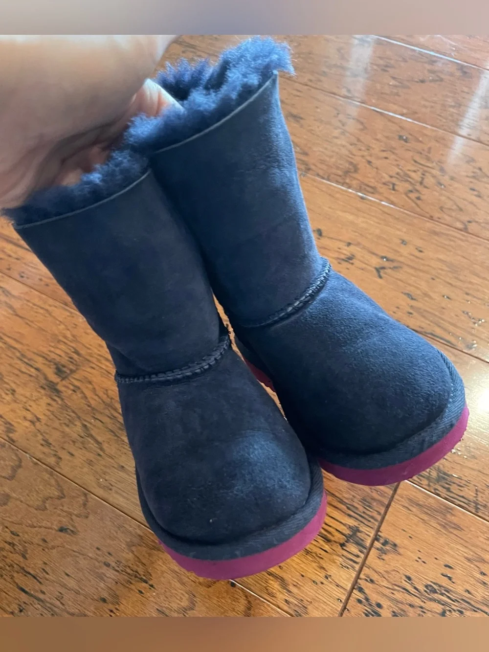 UGG Kids Toddler Bailey Bow Boot Navy Blue & Magenta Girls US. 7